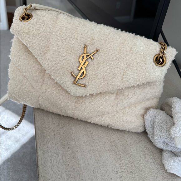 Yves Saint Laurent Handbags - YSL Saint Laurent Small Lou Lou Tweed Boucle Cream Purse